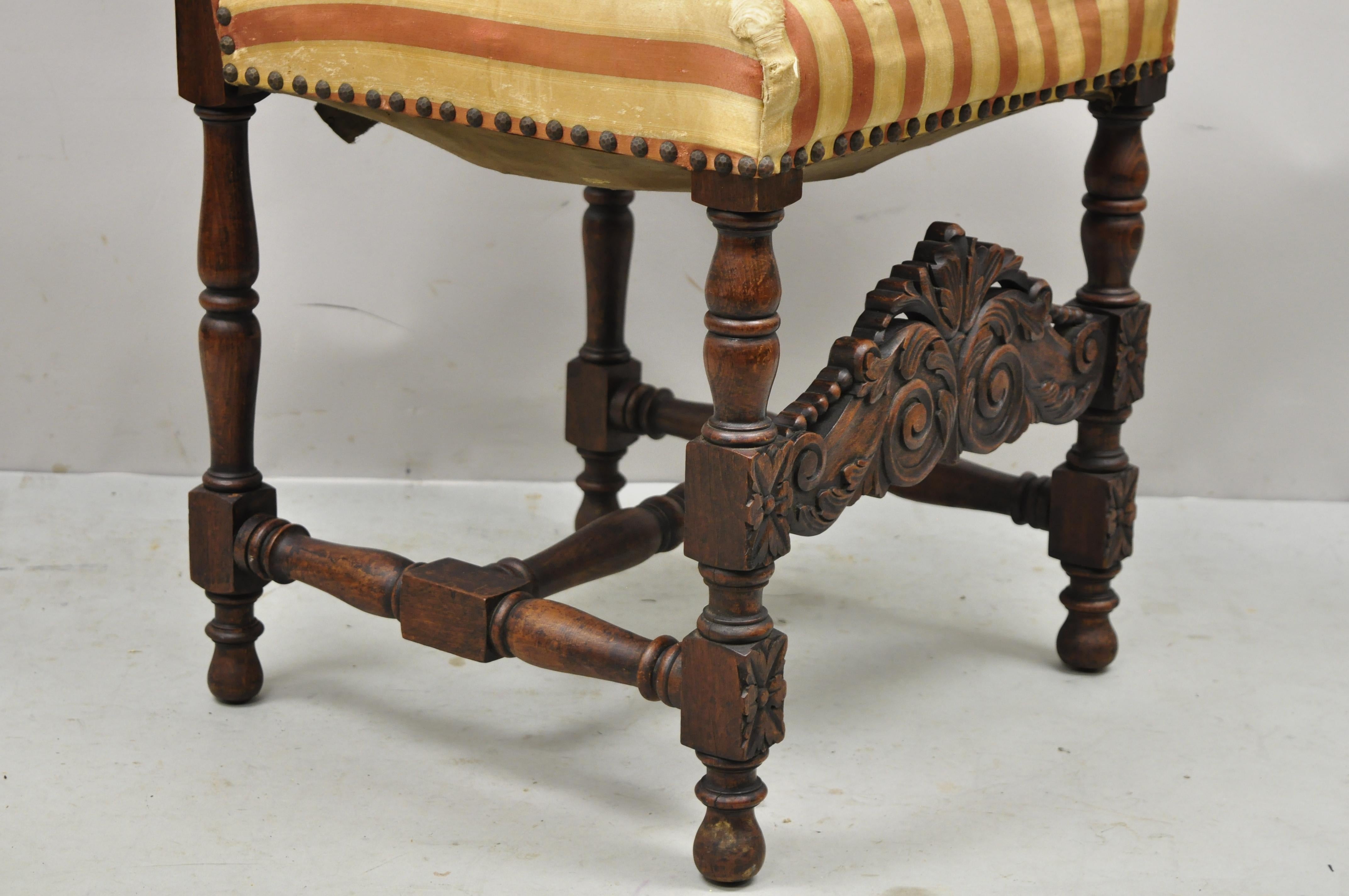 Antique American Renaissance Ornate Carved Walnut Side Chair by Lightolier 4