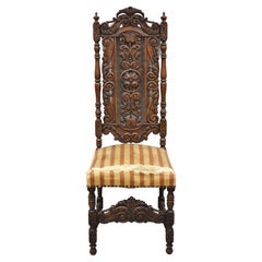 Antique American Renaissance Ornate Carved Walnut Side Chair by Lightolier
