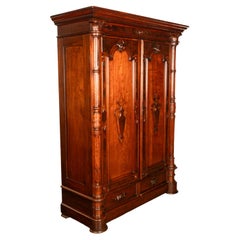 Antique American Renaissance Revival Carved Walnut Victorian Armoire Wardrobe NY