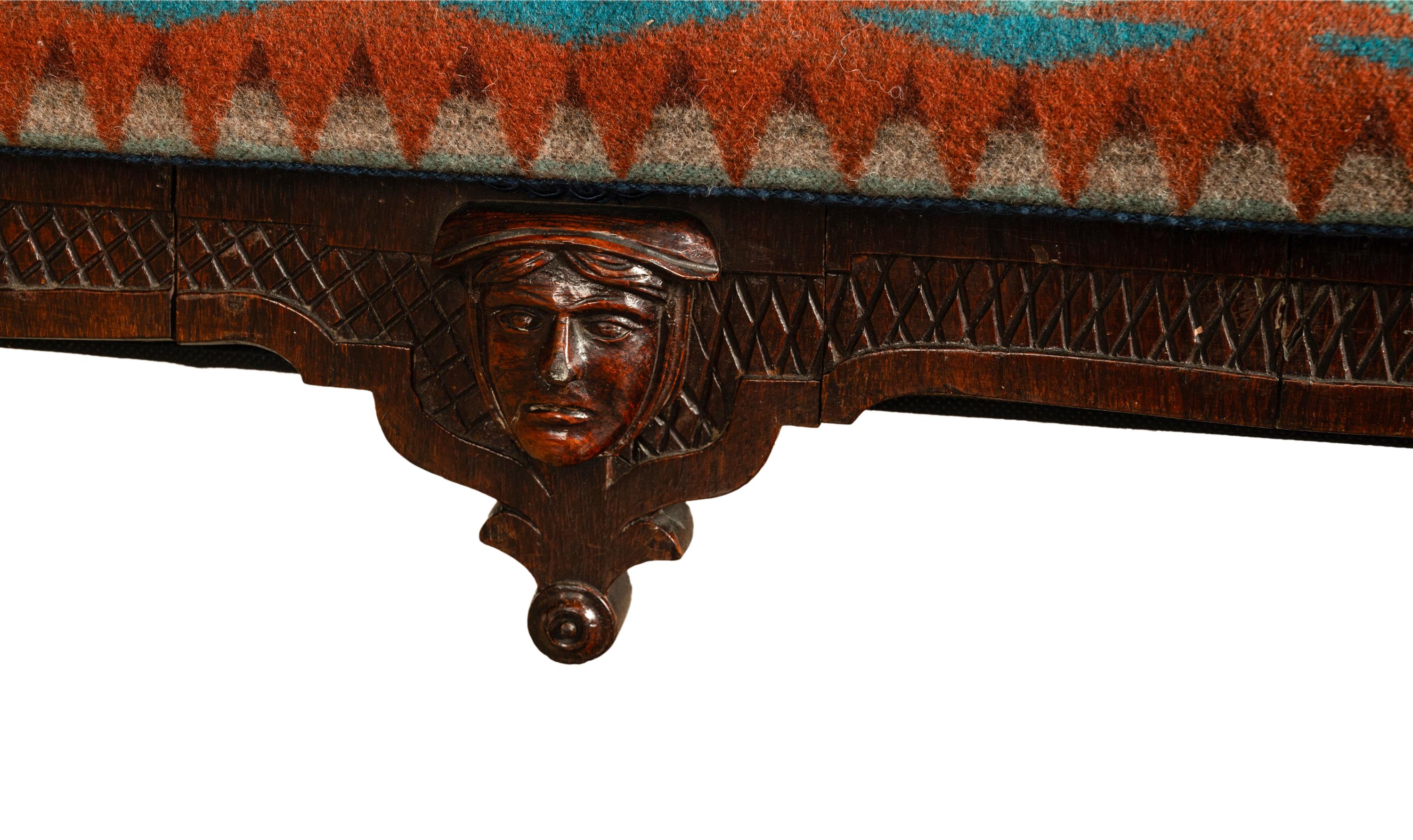 Antiguo Renacimiento Americano Ventana Música Asiento Banco Pendleton Lana 1870 en venta 6