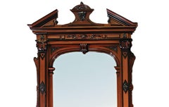 Antique American Renaissance Walnut Sideboard with Lacquer & Mirror, c. 1870.
