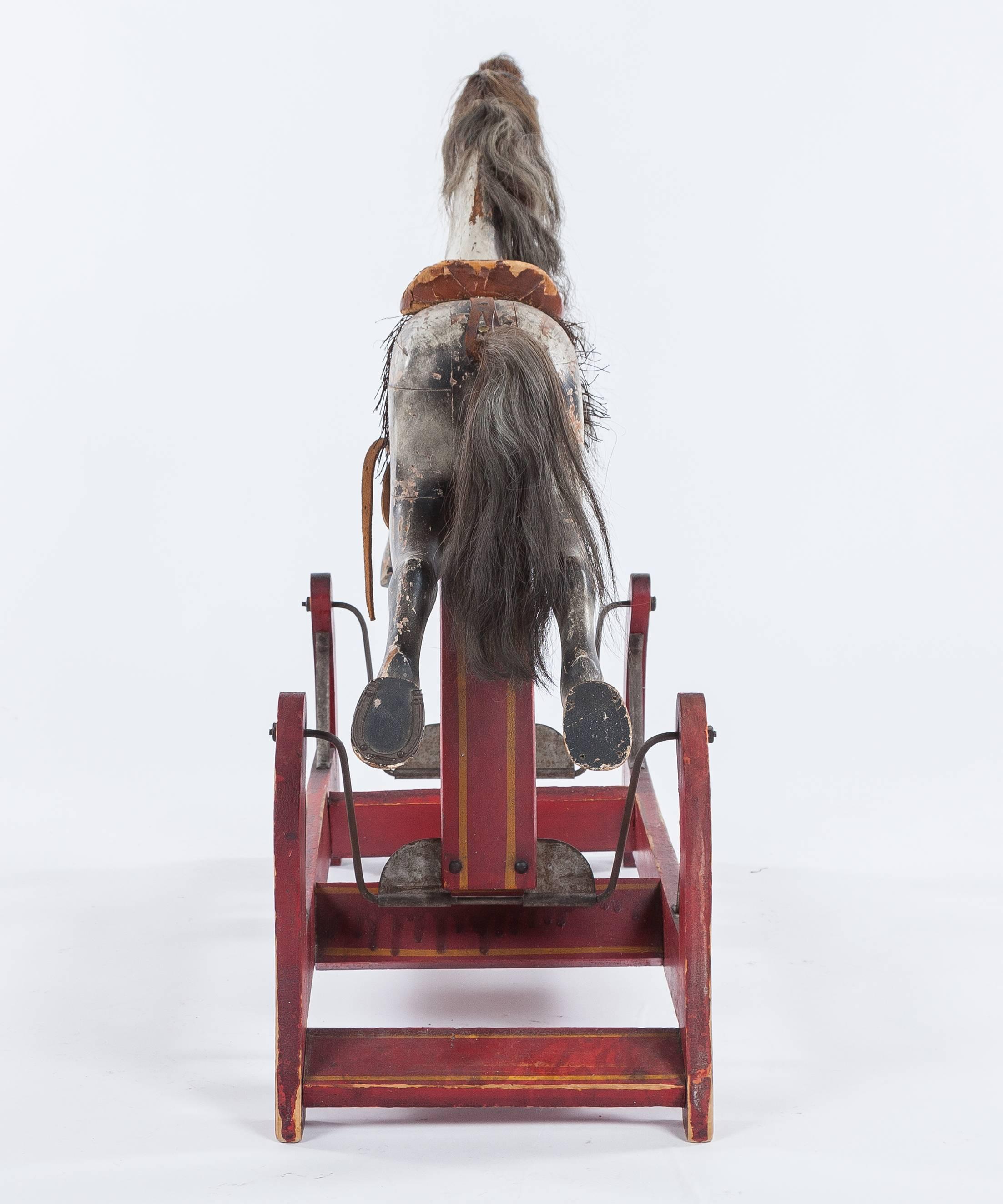 Antique American Rocking Horse, Mid-19th Century For Sale 1