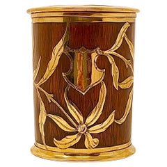 Antiker amerikanischer Tabak Humidor aus Rosenholz und Messing, Blumendesign, um 1900.