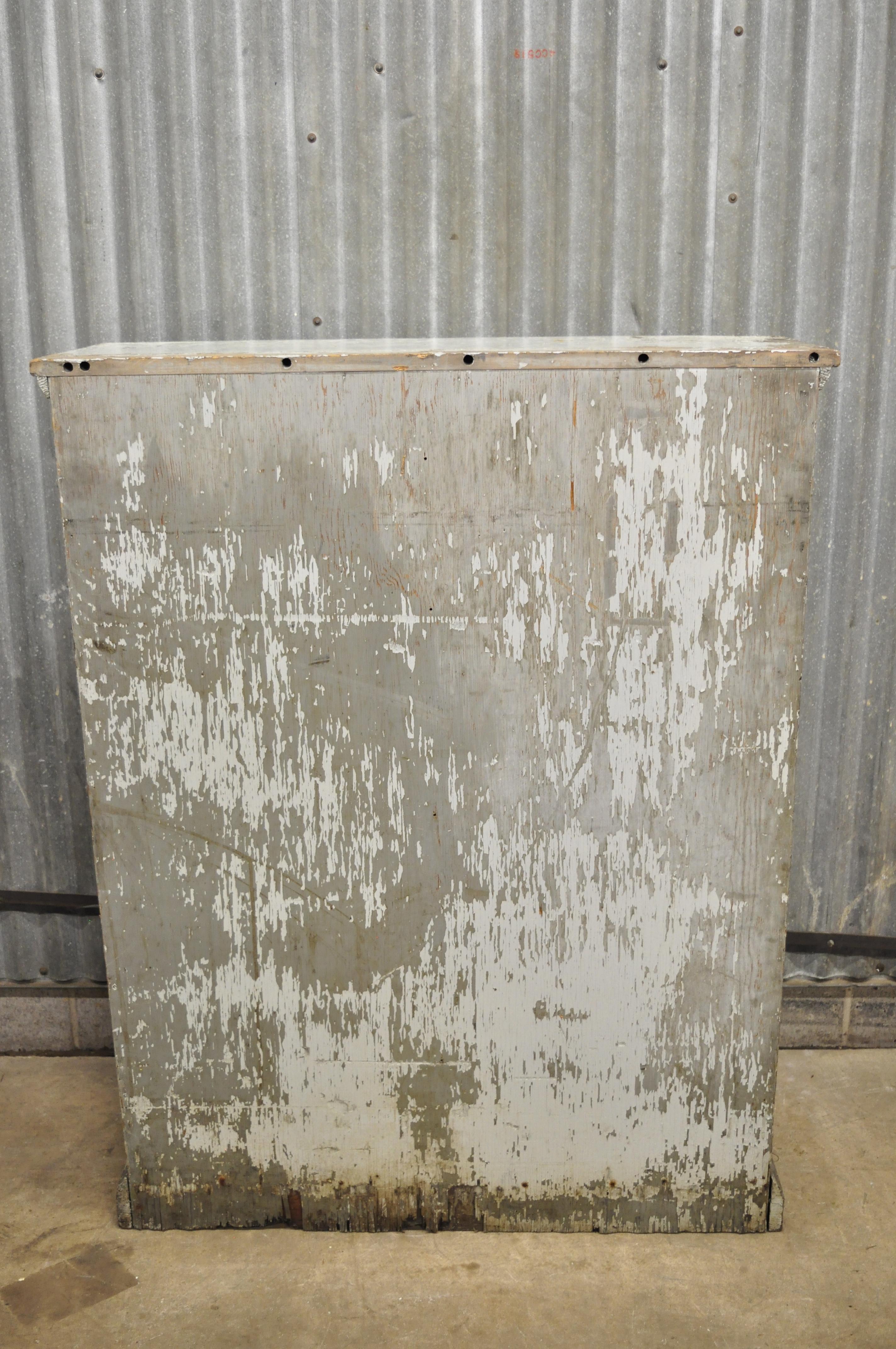 Antique American Rustic Primitive Gray Distress Painted Jelly Cabinet Cupboard 1