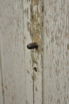 Antique American Rustic Primitive Gray Distress Painted Jelly Cabinet Cupboard