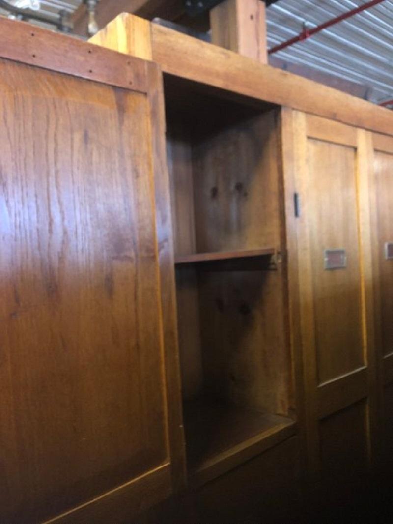 Brass Antique American School Oak Locker