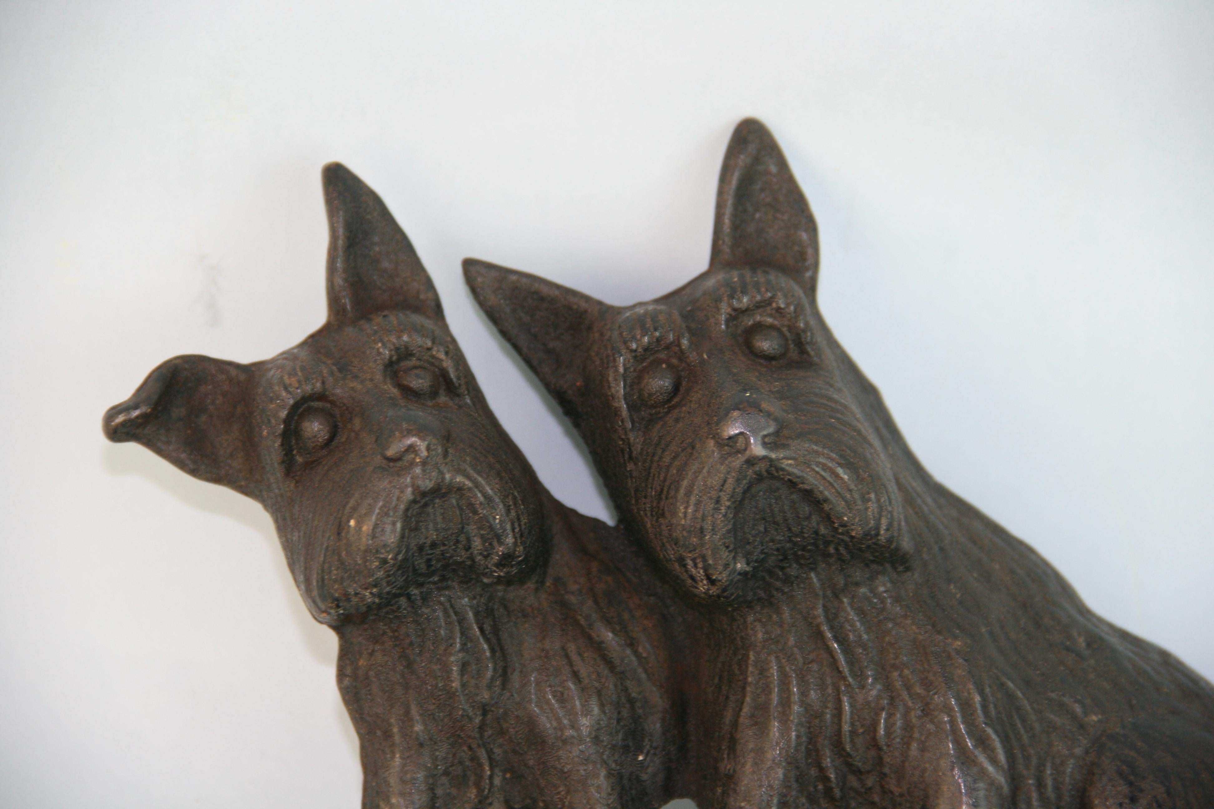 Antique American Scottish Dogs  Terriers Iron Sculpture/Door Stop  For Sale 3