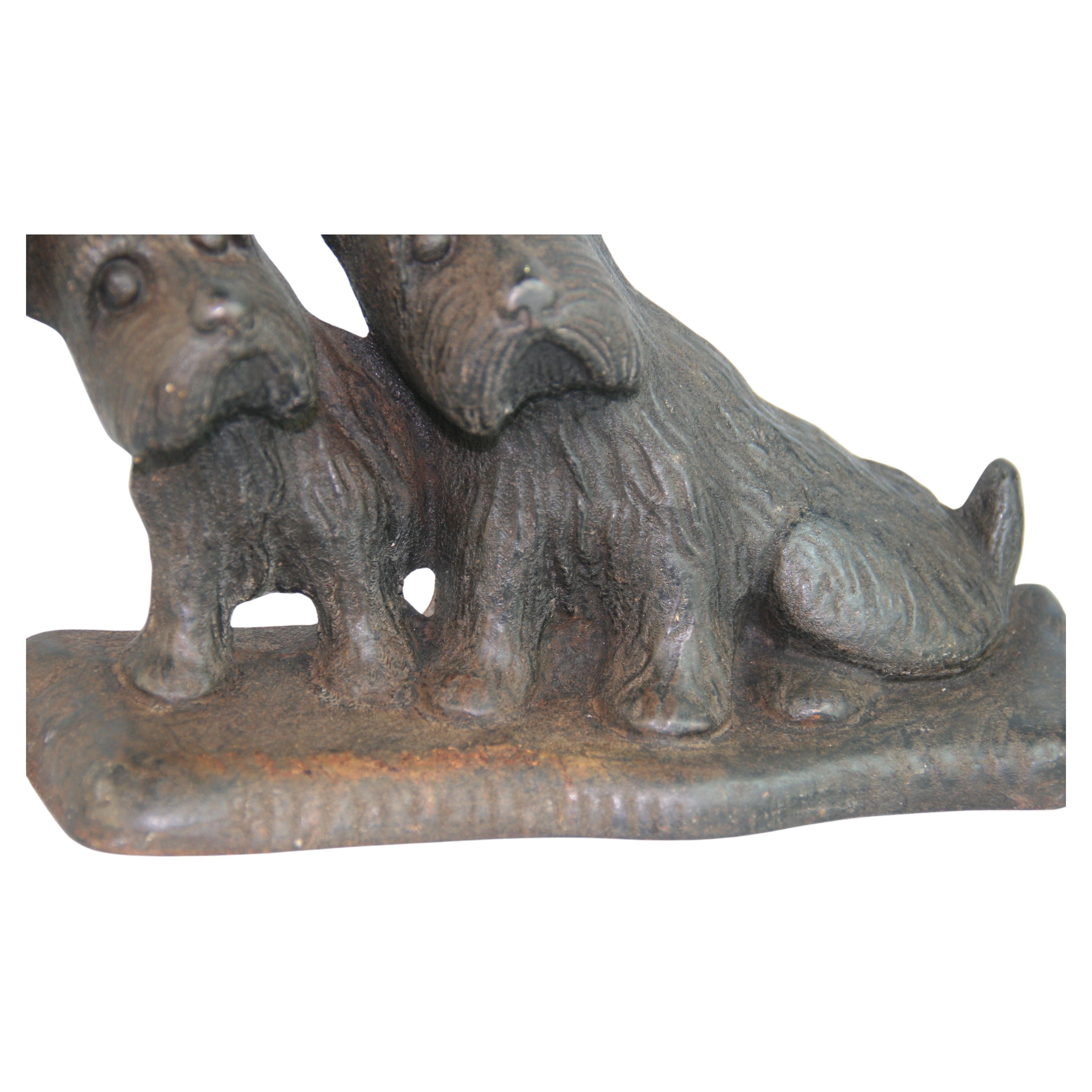 Antique American Scottish Dogs  Terriers Iron Sculpture/Door Stop  For Sale 4
