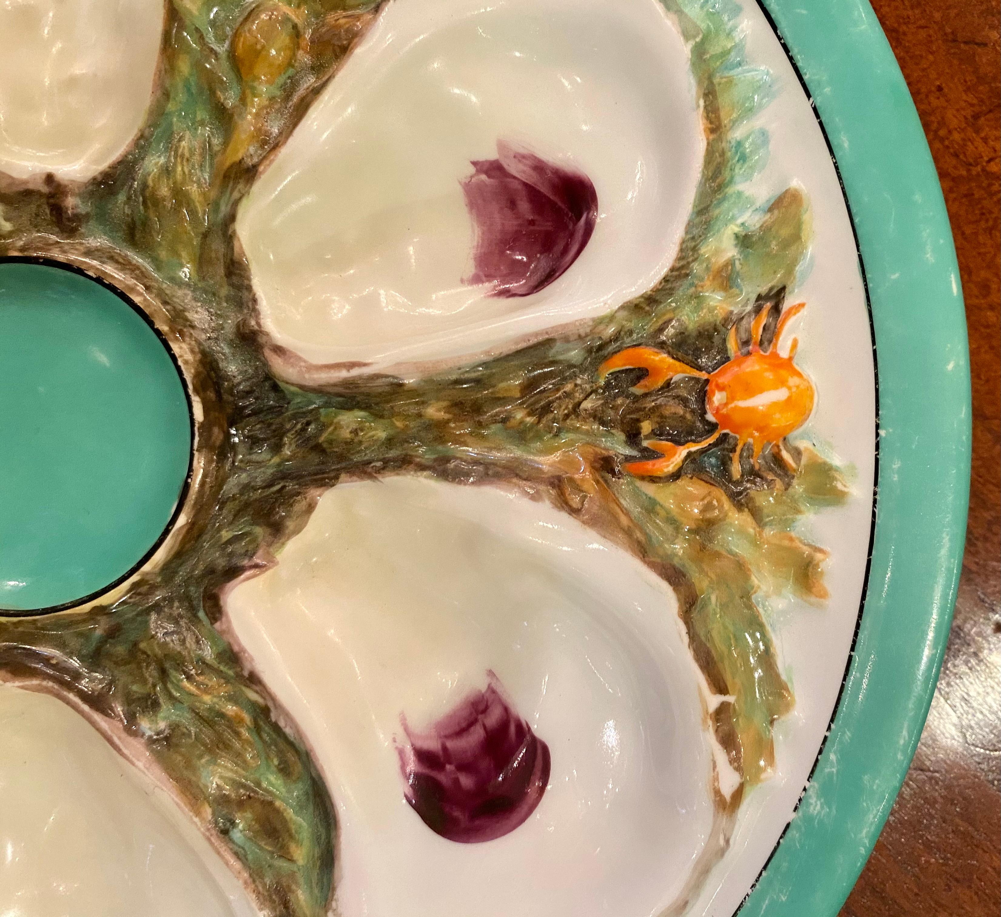 North American Antique American Sea-Foam Green Union Porcelain Works Oyster Plate, circa 1880