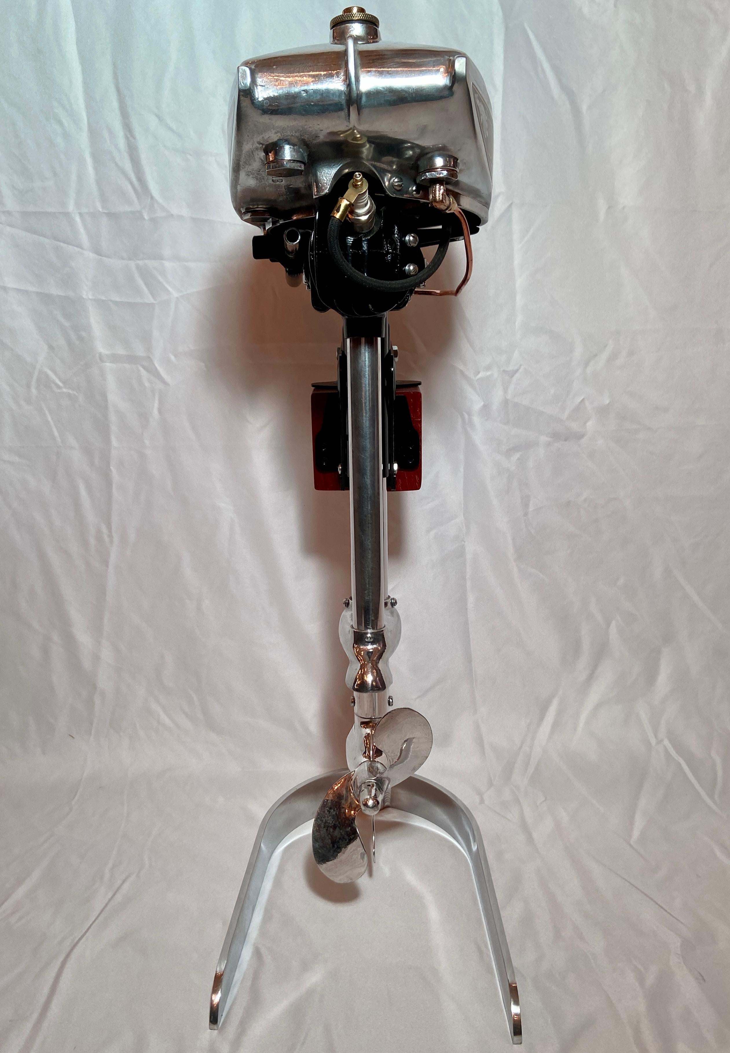 Antique American Sears WaterWitch Outboard Motor on Custom-Made Stand Ca. 1930's In Good Condition In New Orleans, LA