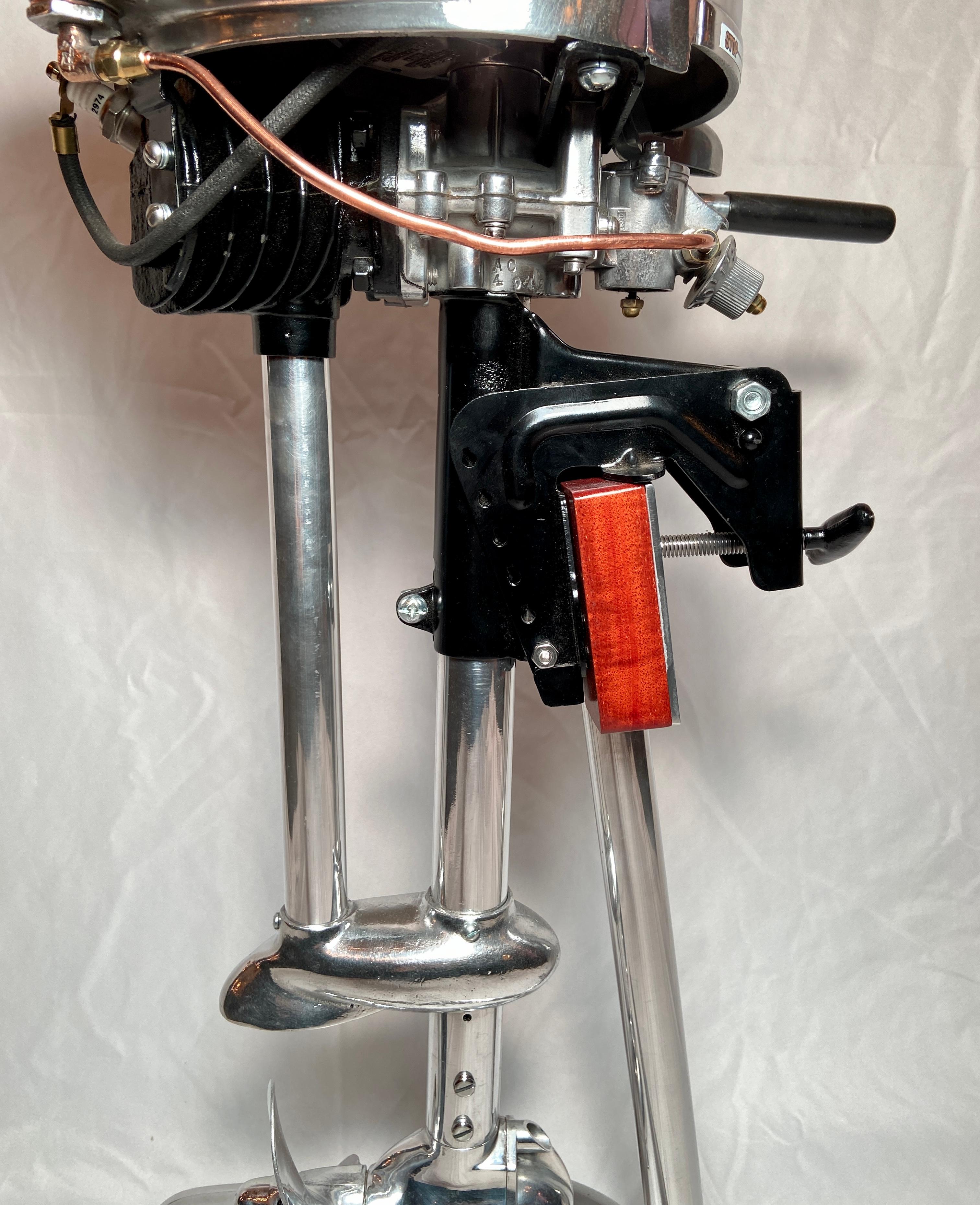 20th Century Antique American Sears WaterWitch Outboard Motor on Custom-Made Stand Ca. 1930's