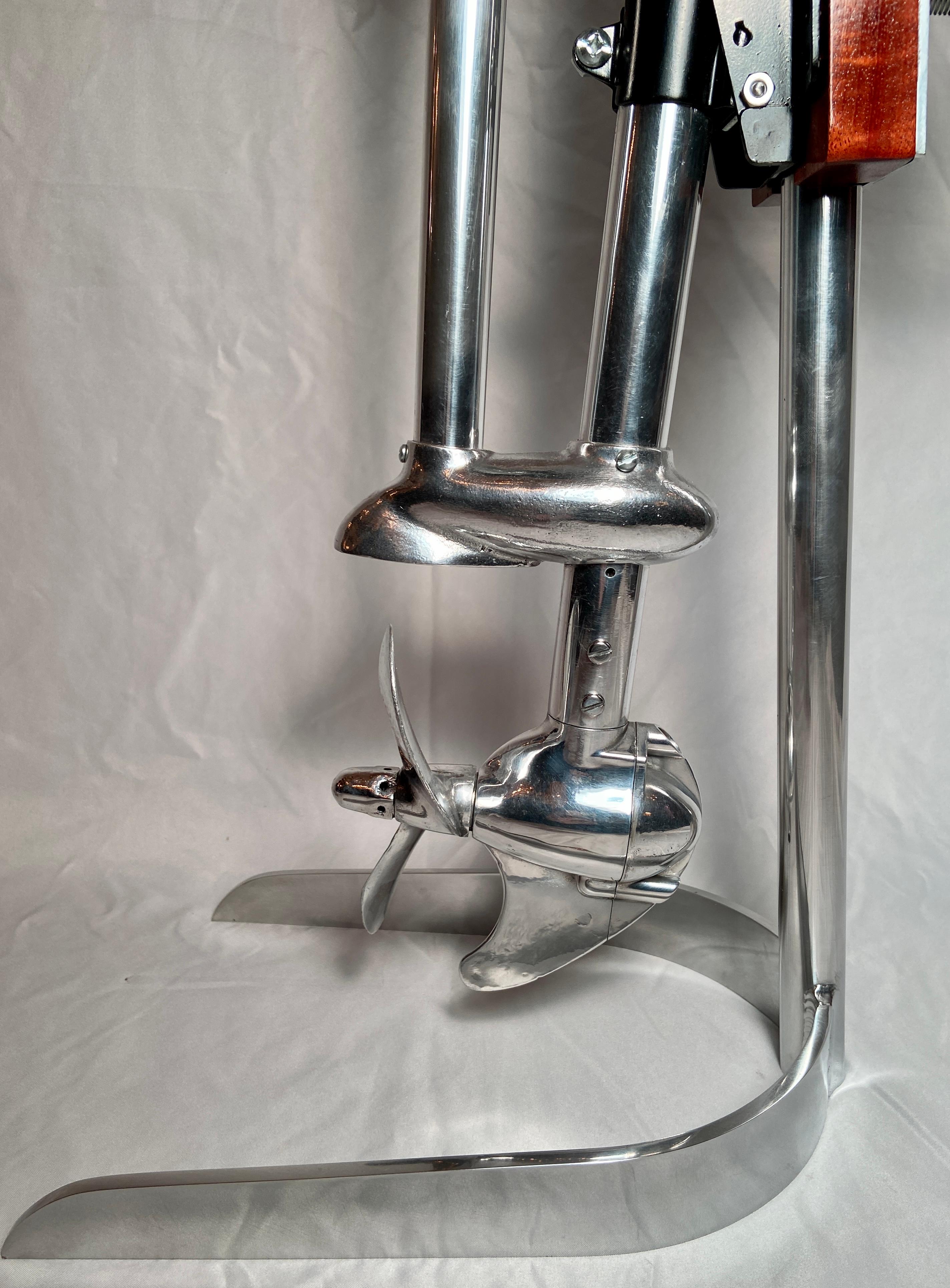 Aluminum Antique American Sears WaterWitch Outboard Motor on Custom-Made Stand Ca. 1930's