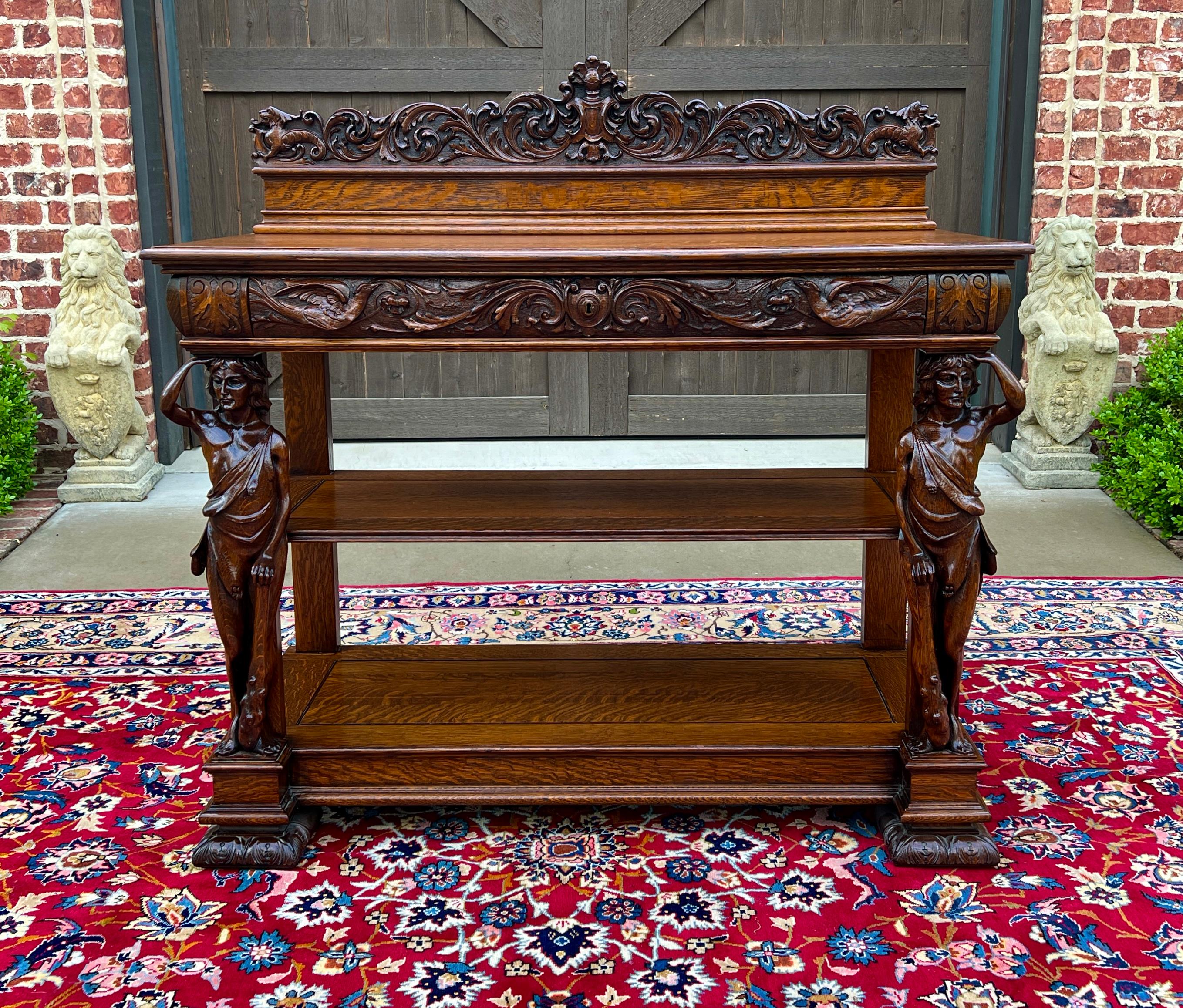 EXQUISITE Antique American Highly Carved Quartersawn Oak 3-Tier Console, Sofa Table or Sideboard/Server~~Attributed to American Furniture Maker R.J. Horner~~c. Early 20th Century

The FINEST we've ever offered! HIGHLY CARVED antique American