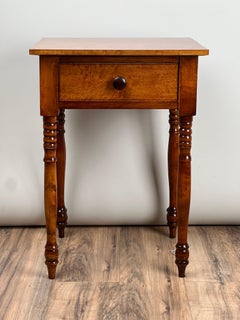 Antique American Sheraton Birdseye Maple One Drawer Stand c. Mid 19th Century