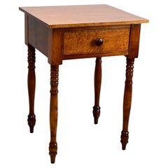 Antique American Sheraton Birdseye Maple One Drawer Stand c. Mid 19th Century