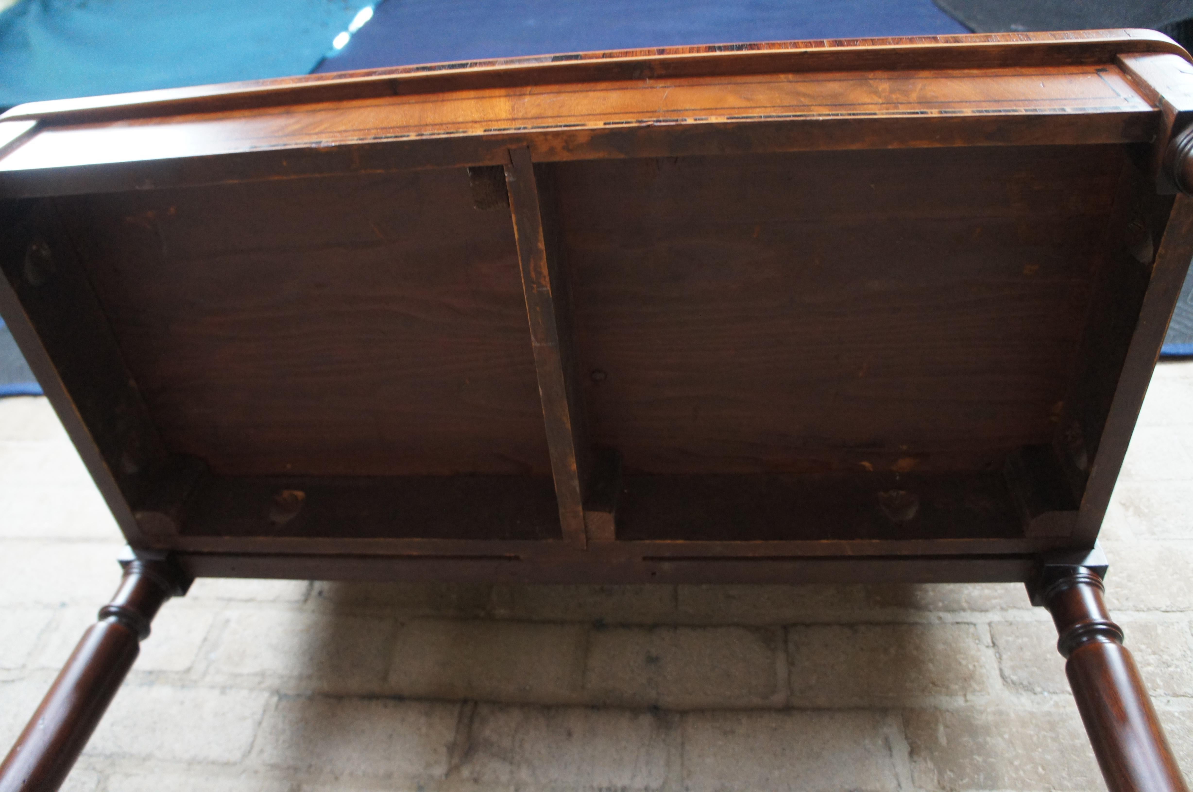 Antique American Sheraton Crotch Mahogany Flip Top Game Card Console Table 36