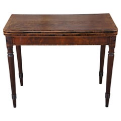 Antique American Sheraton Crotch Mahogany Flip Top Game Card Console Table 36"