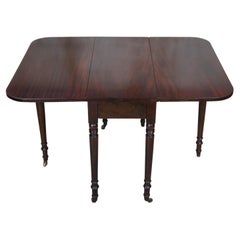 Antiguo Americano Sheraton Caoba Hoja Caída Pata de Puerta Mesa de Comedor Consola 46