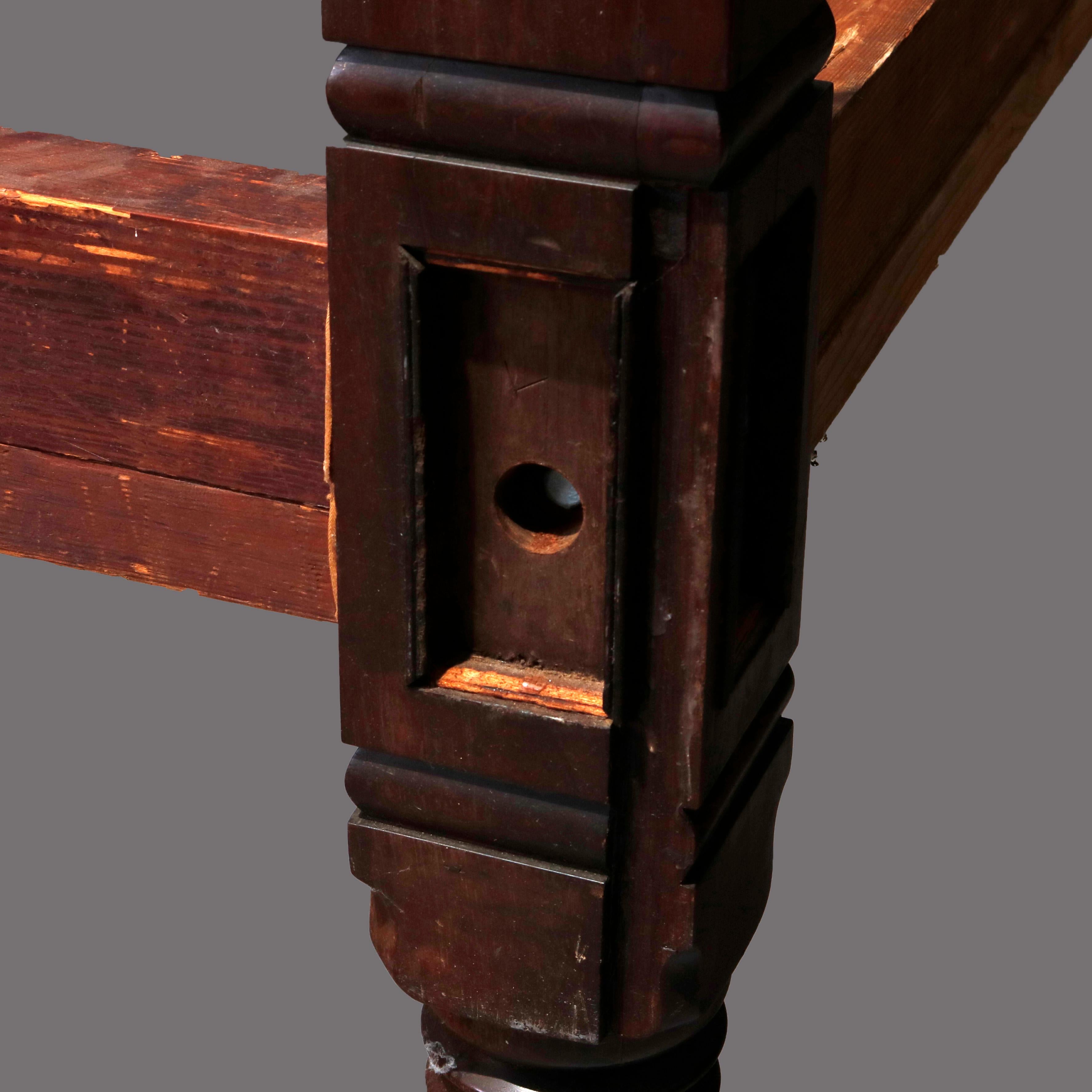Carved Antique American Sheraton Mahogany Tester Bed, circa 1830