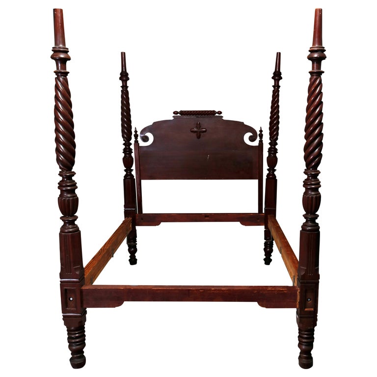 Antique American Sheraton Mahogany Tester Bed, circa 1830 at 1stDibs