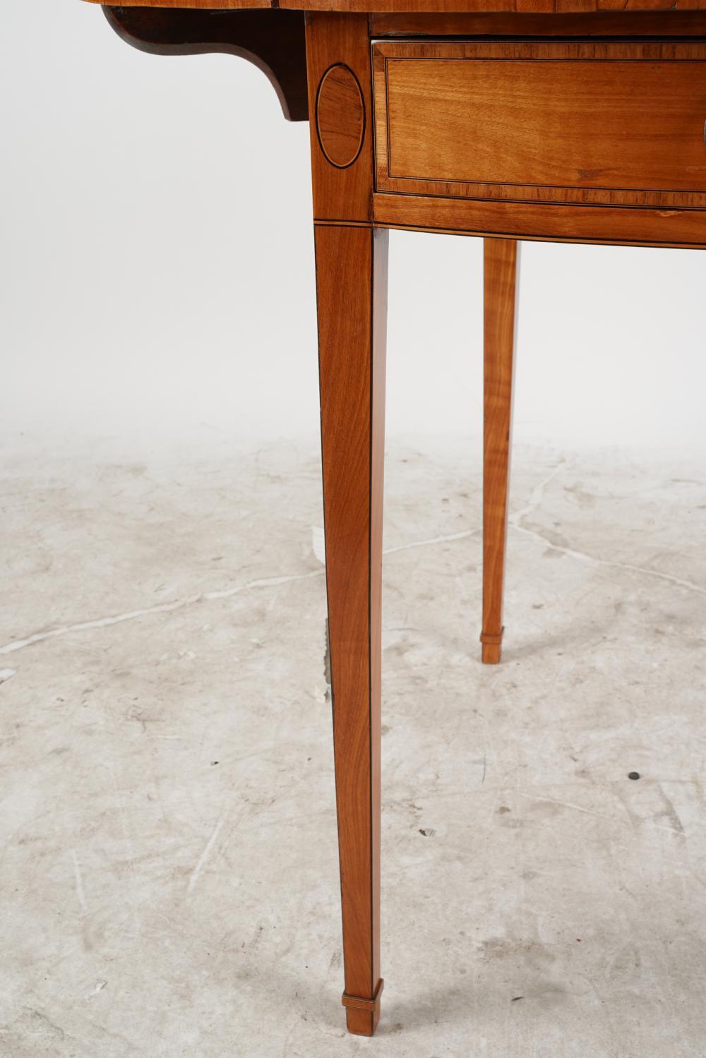 Hand-Crafted Antique American Sheraton Satinwood Pembroke Drop Leaf Table Late 18th Century For Sale