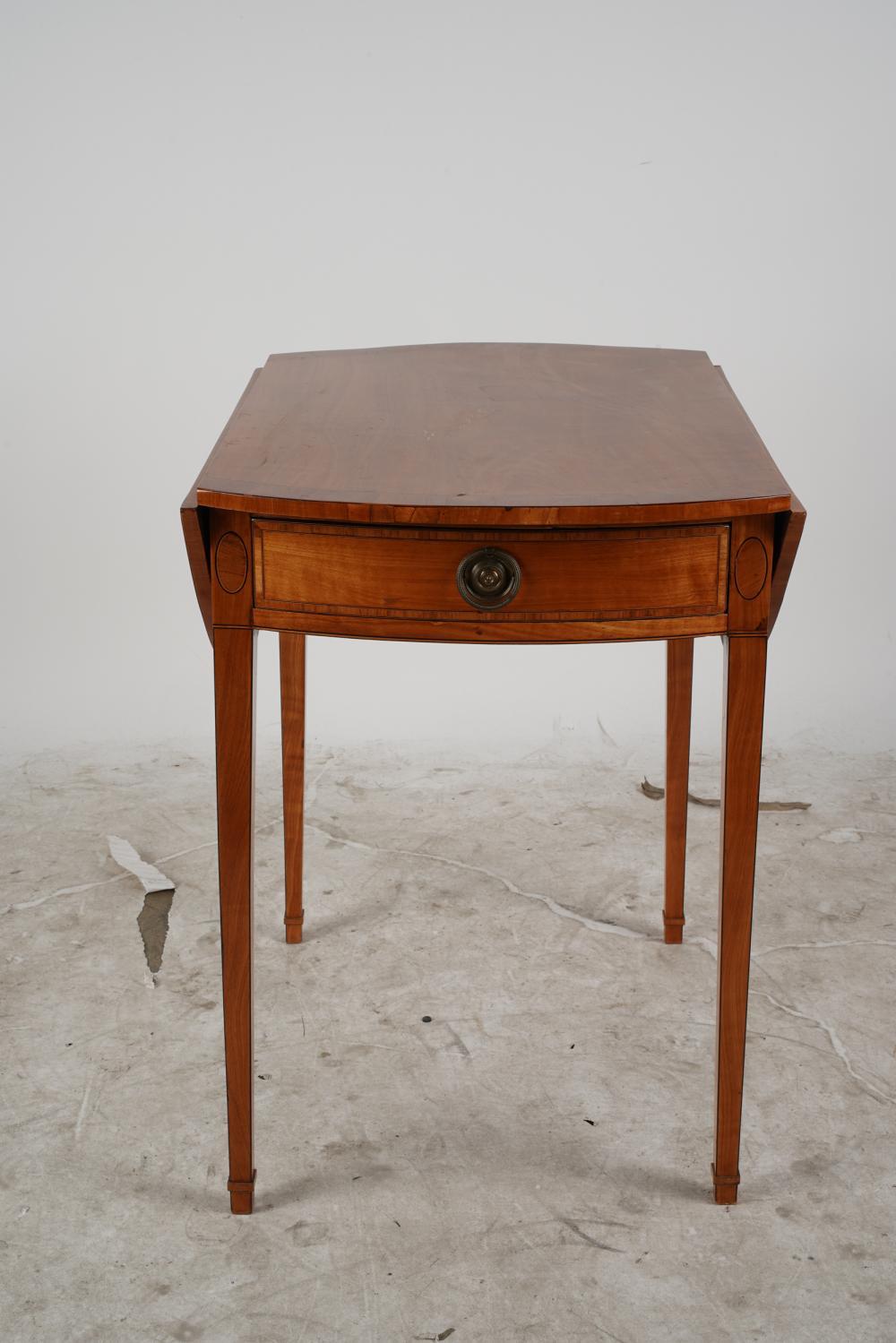 Brass Antique American Sheraton Satinwood Pembroke Drop Leaf Table Late 18th Century For Sale