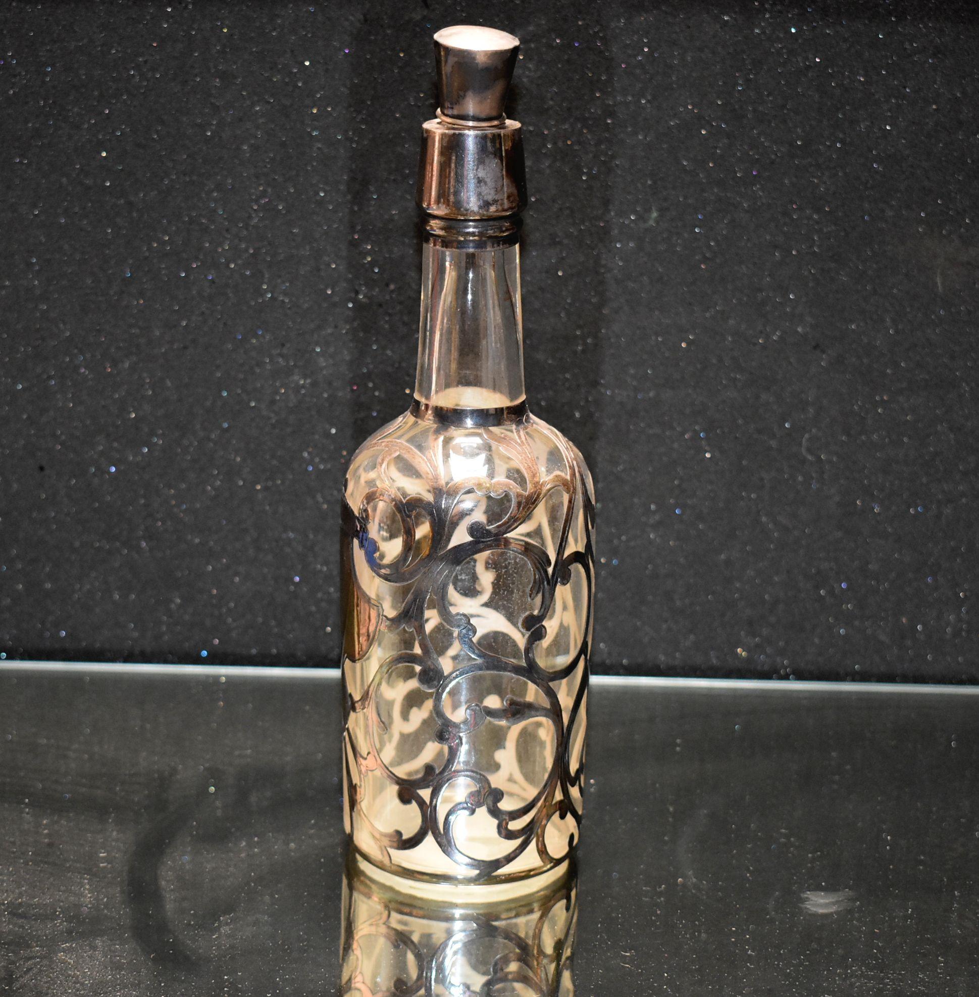 North American Antique American Silver Overlay Decanter