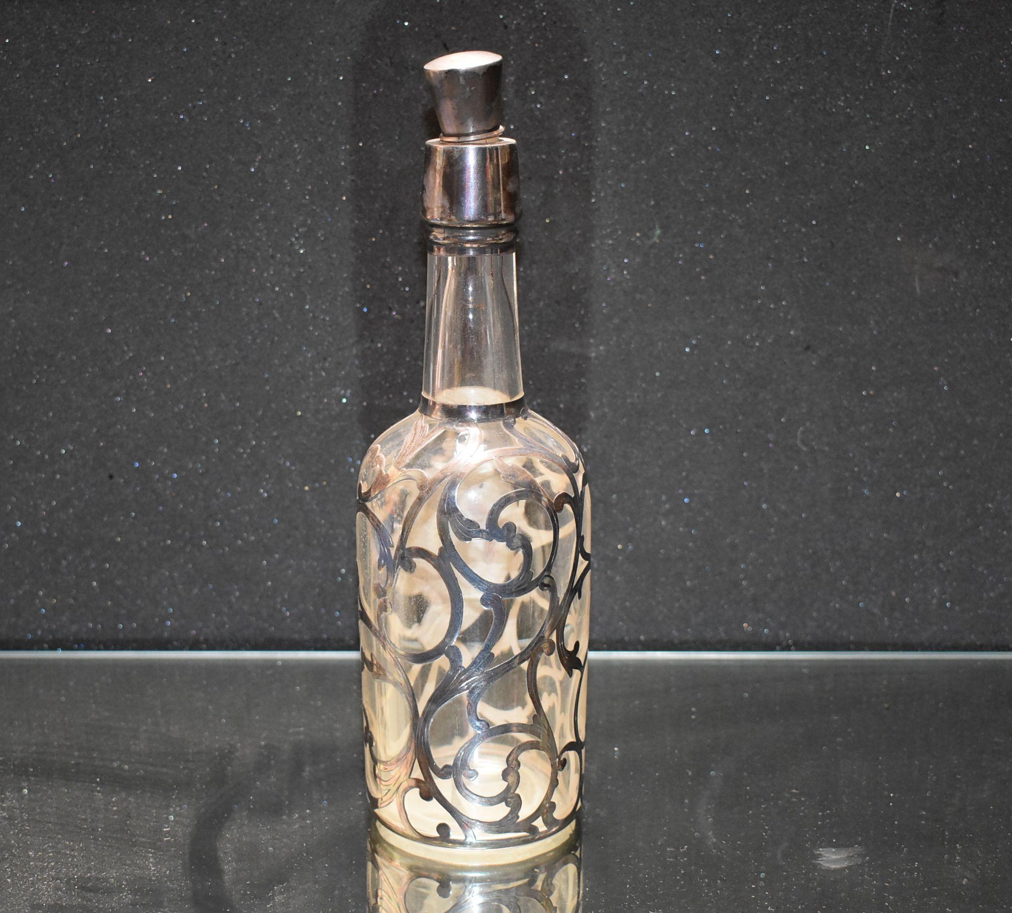 Antique American Silver Overlay Decanter In Good Condition In Cathedral City, CA