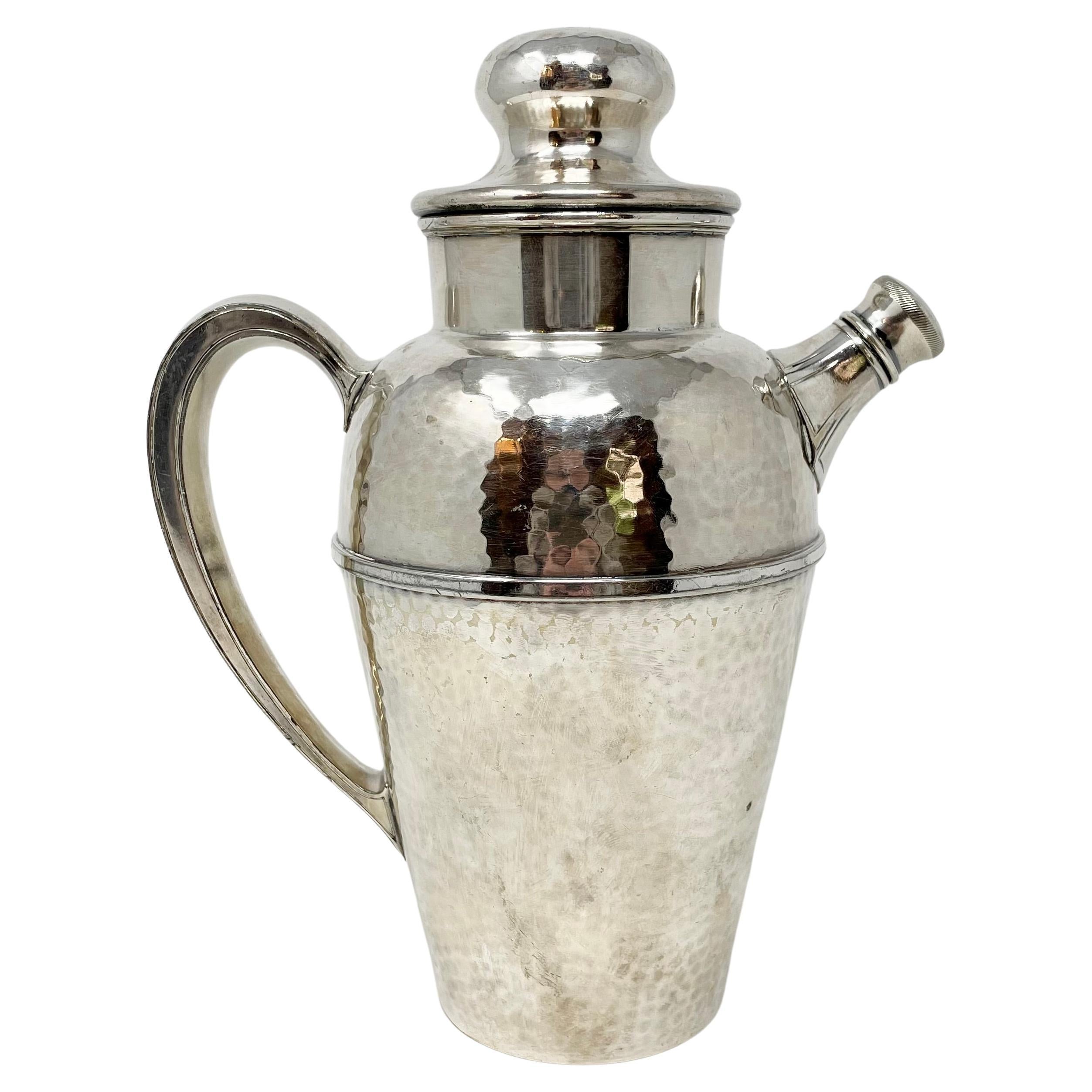 Américain Ancien shaker à cocktail américain en métal argenté signé 
