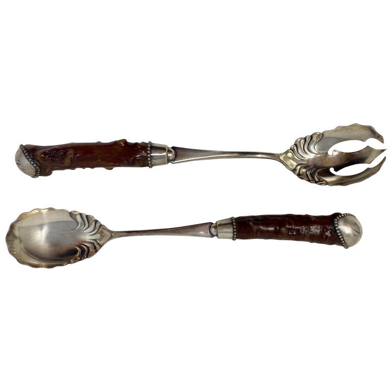 Antique American Silver Plated Salad Servers, circa 1890 at 1stDibs