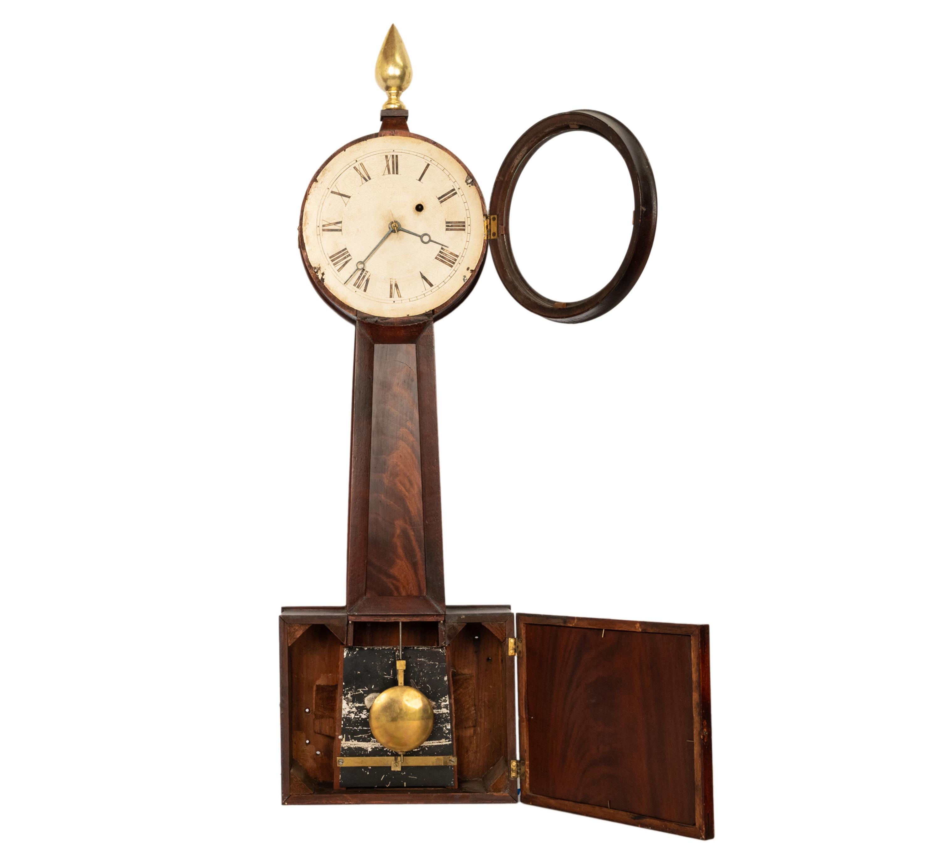 Early 19th Century Antique American Simon Willard & Son 8 Day Banjo Clock Patent Timepiece 1825