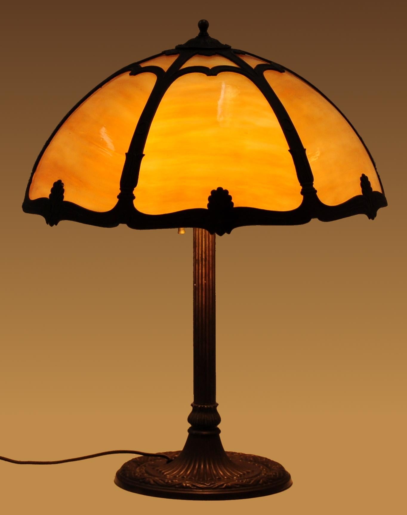 American Slag Glass and Bronze Table Lamp by Bradley & Hubbard, circa 1915 2