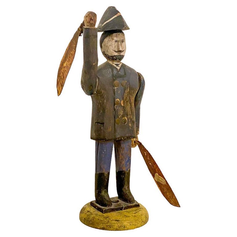 American carved-pine and sheet-metal figurine, ca. 1900
