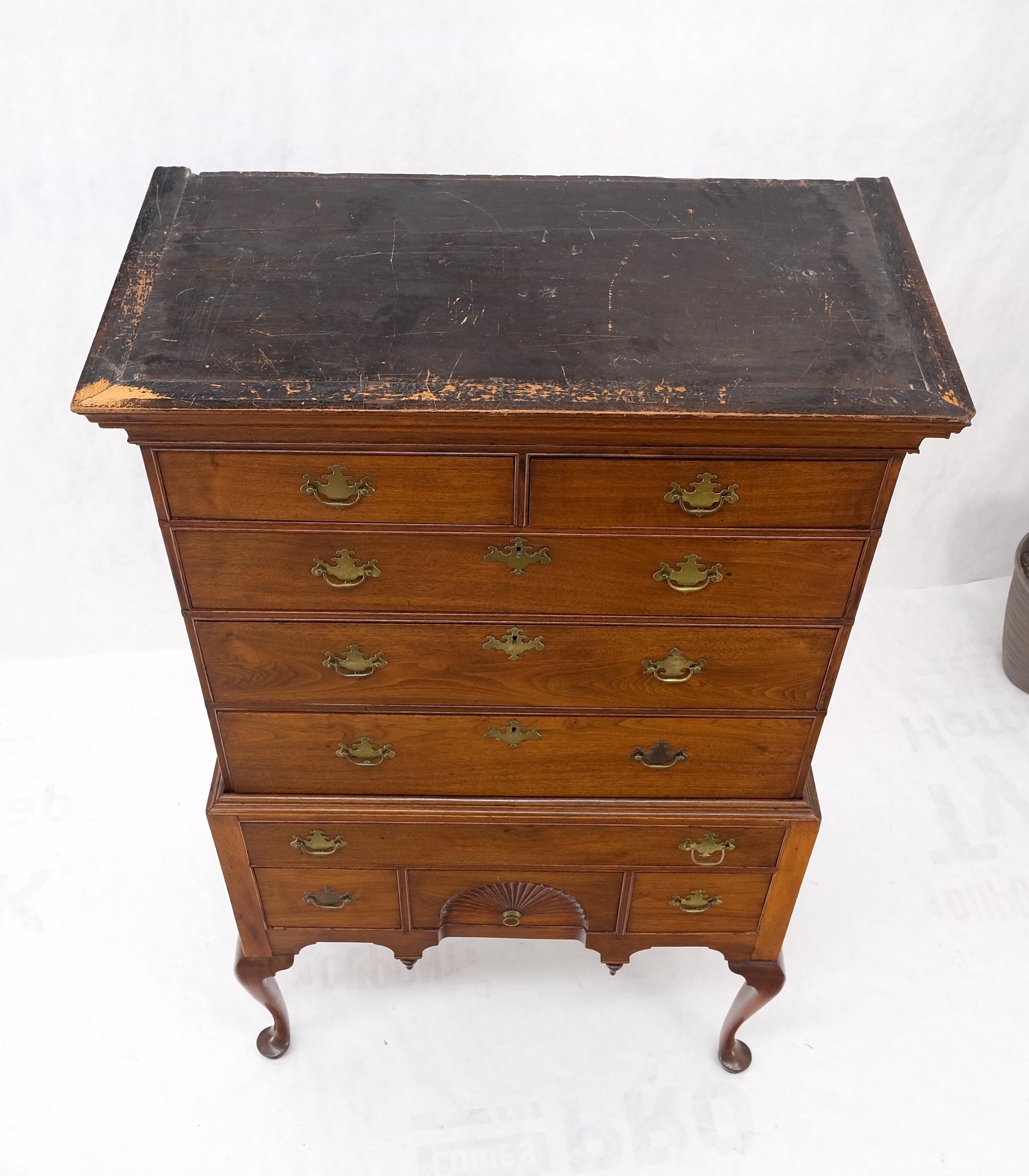 Antico Noce massiccio americano Queen Anne 2 parti Highboy code a coda di rondine Finials MINT! in vendita 10