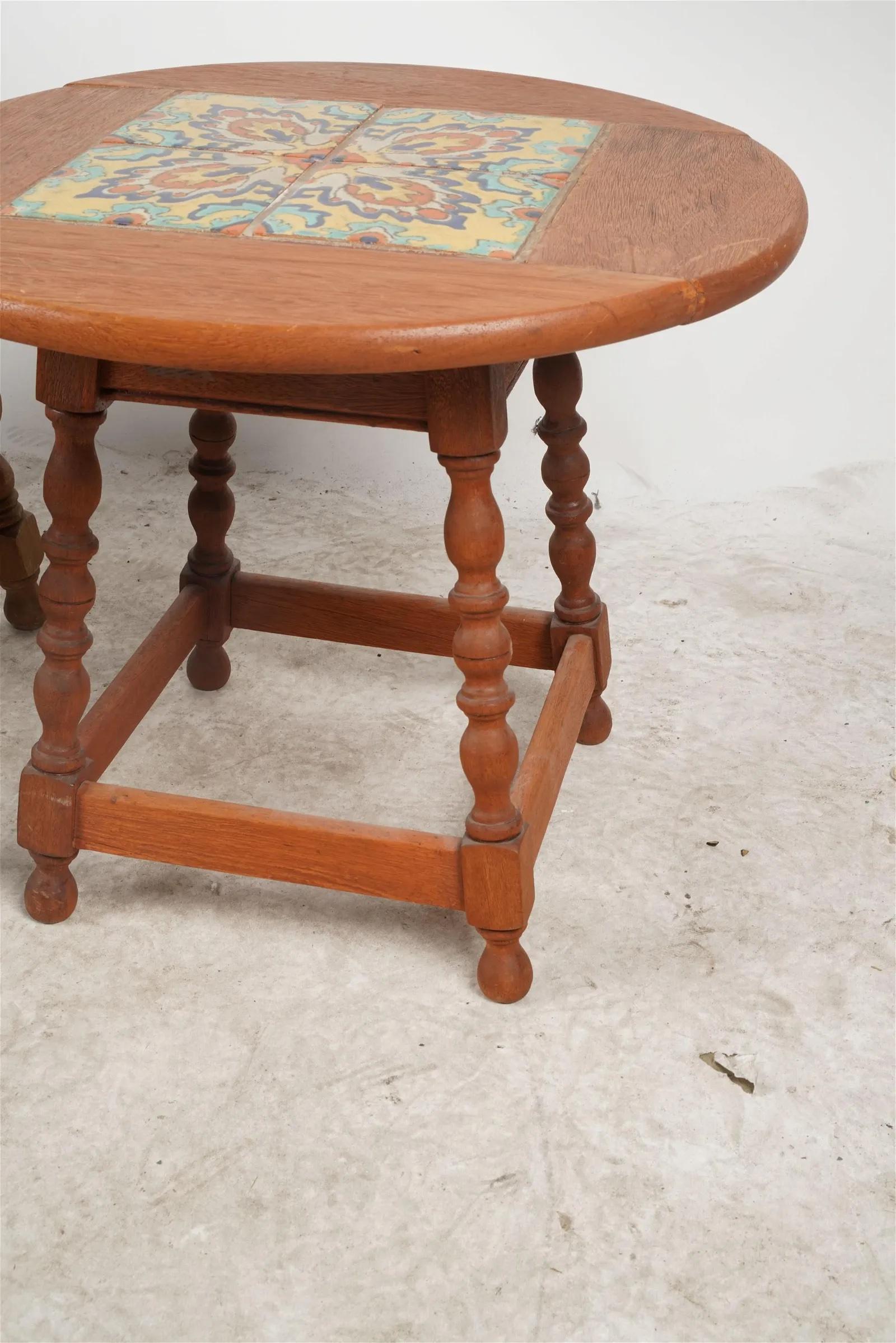 Antique American Spanish Colonial California Tile Side Table Early 20th Century In Good Condition For Sale In Los Angeles, CA