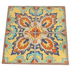 Antique American Spanish Colonial California Tile Side Table Early 20th Century