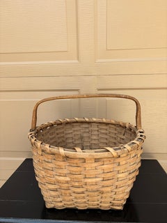Panier américain ancien en chêne « Splint » avec poignées, fin du XIXe siècle
