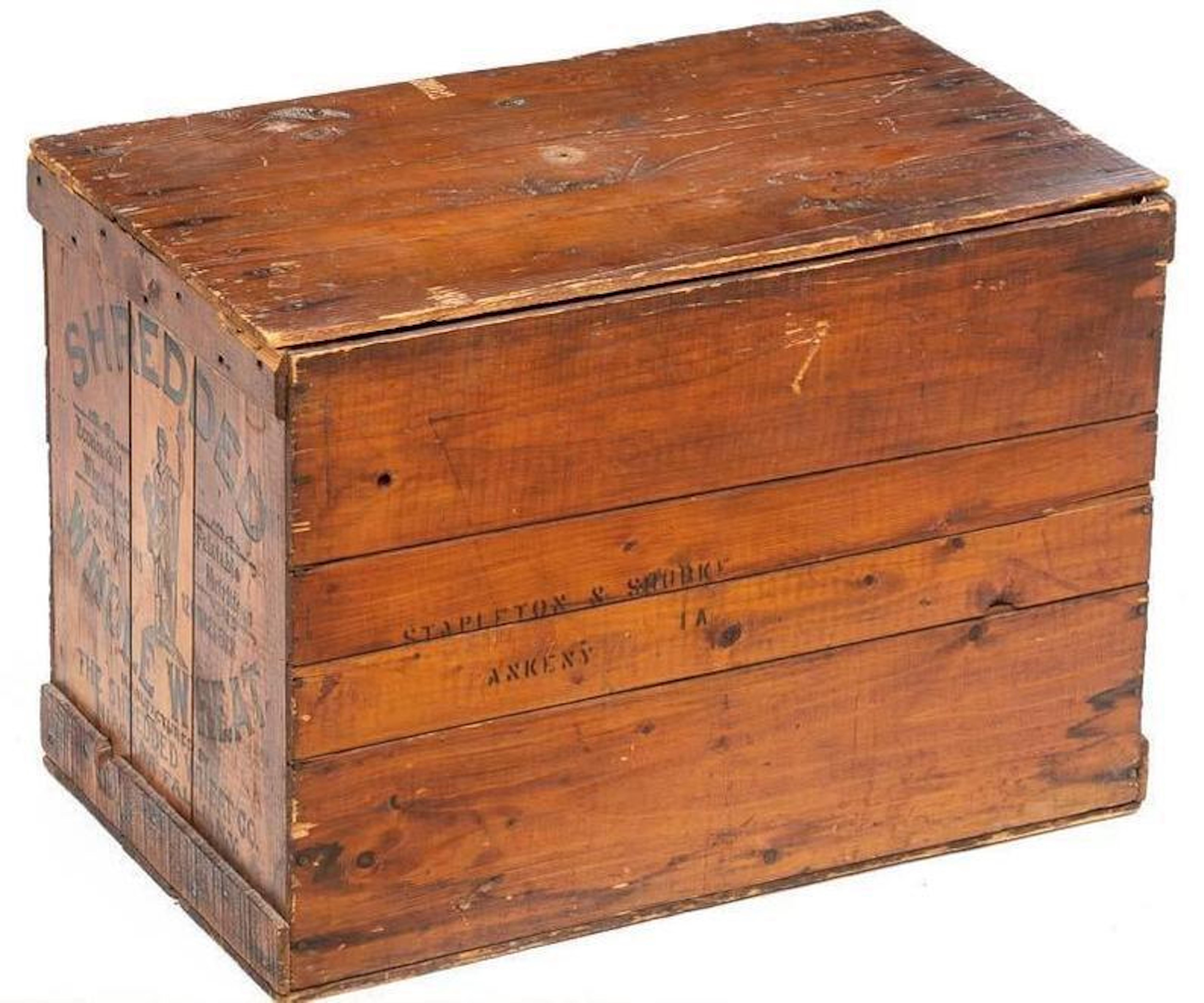 Antique American Stamped Wooden Crate Box with Lid 6