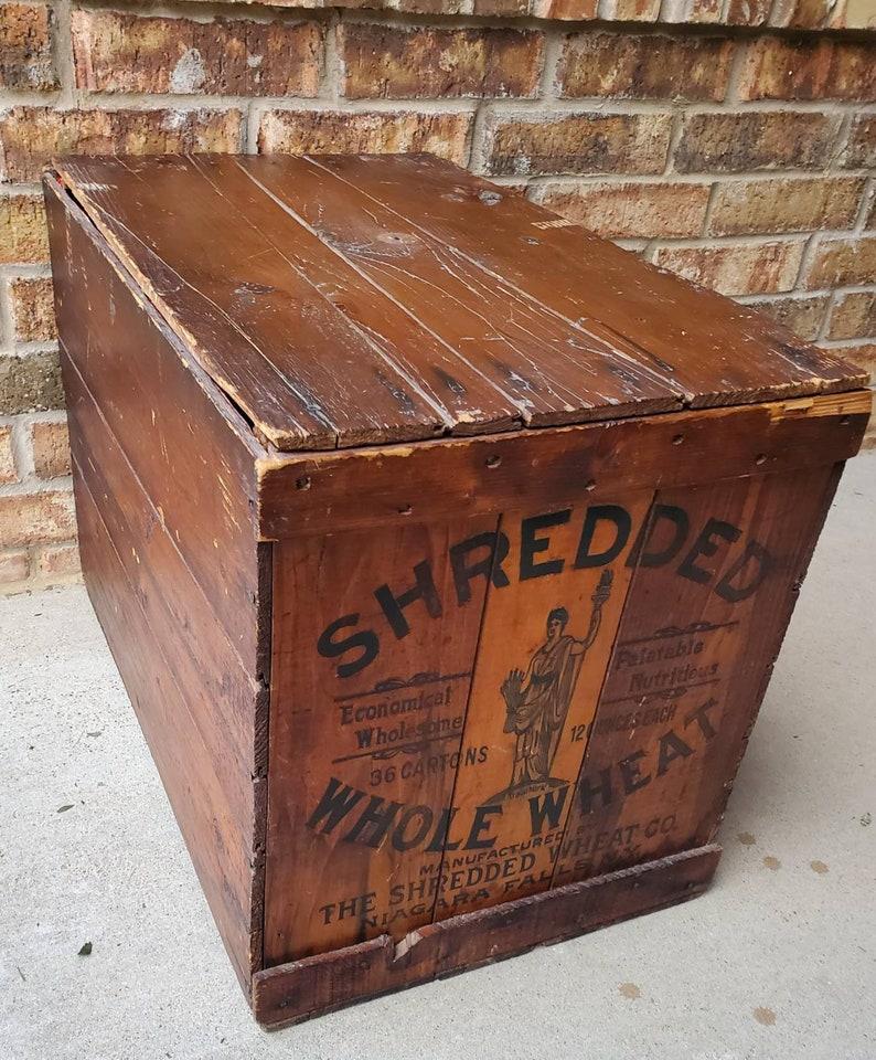 20th Century Antique American Stamped Wooden Crate Box with Lid