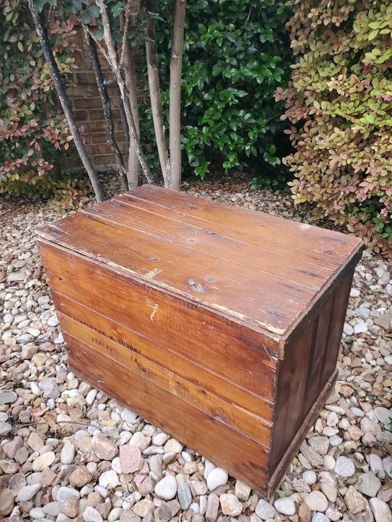 Antique American Stamped Wooden Crate Box with Lid 2