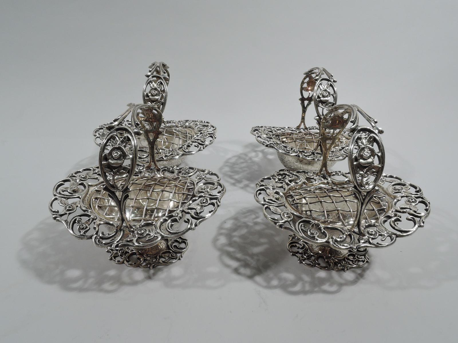 Antique American Sterling Silver 5-Basket Garniture Centerpiece In Excellent Condition For Sale In New York, NY