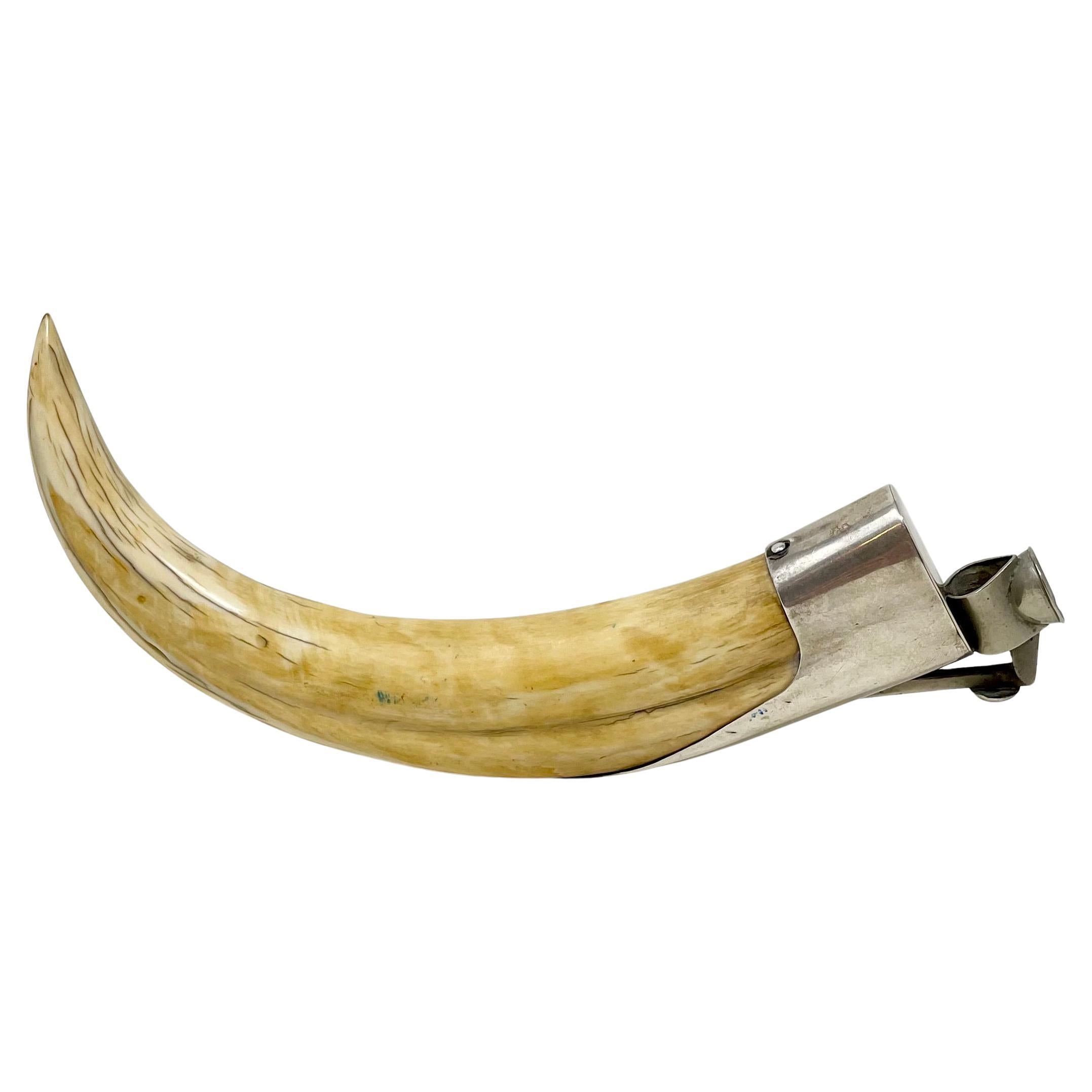 Antique American Sterling Silver and Warthog Tusk Cigar Cutter, Circa 1920-1930. For Sale 4