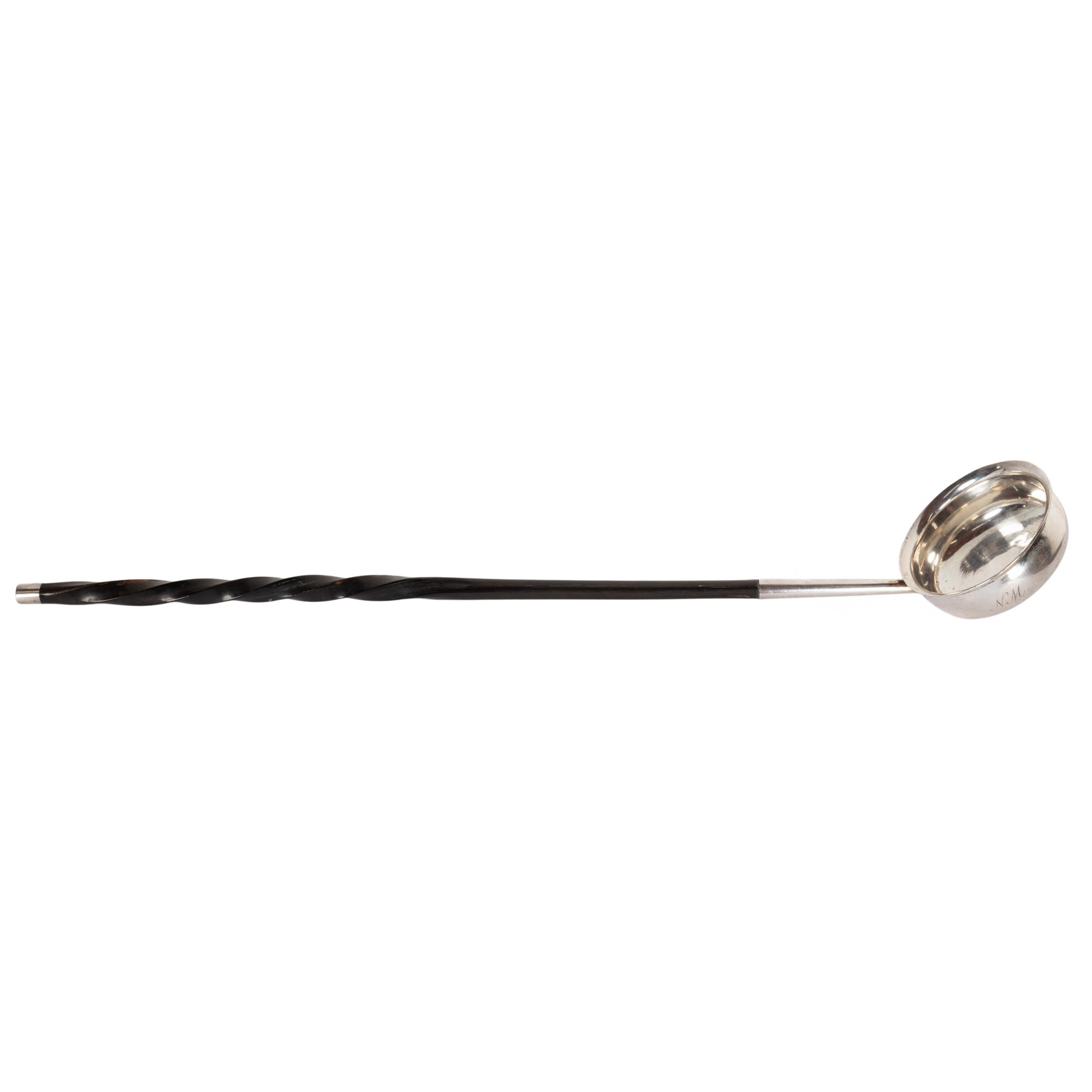  Antique American Sterling Silver & Baleen Georgian Punch Nog Toddy Ladle 1780 In Good Condition For Sale In Portland, OR