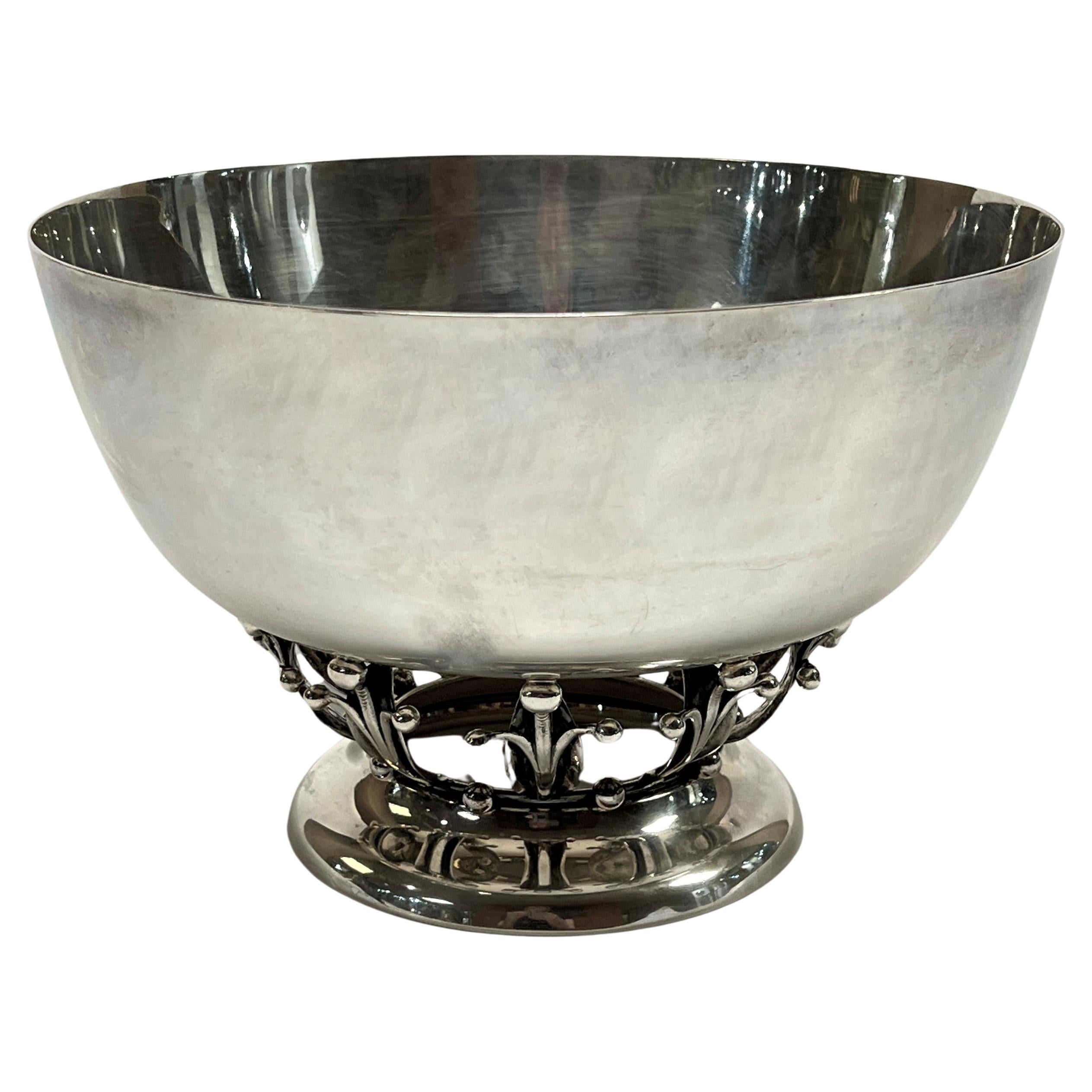 Antique American Sterling Silver Bowl in Danish Georg Jensen Style For Sale