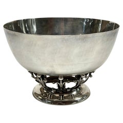 Antiguo cuenco americano de plata de ley al estilo danés de Georg Jensen