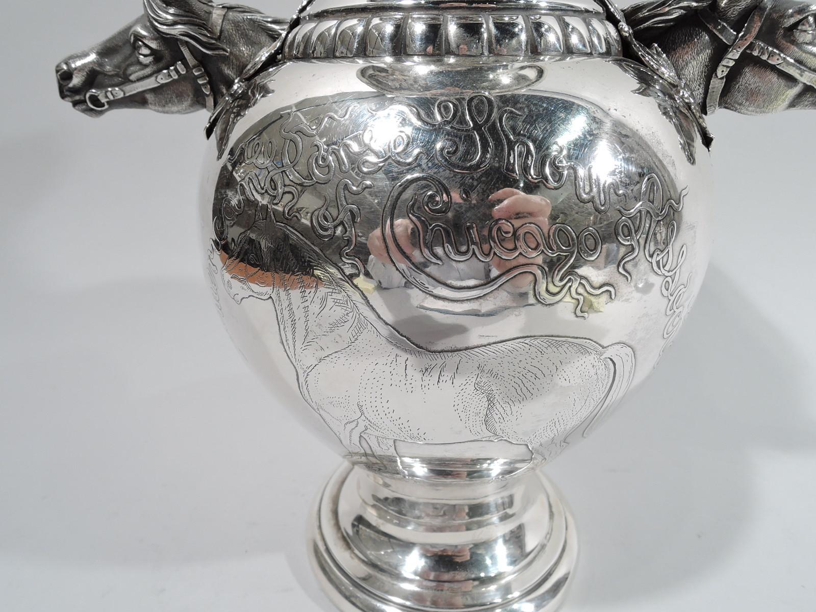 Antique American Sterling Silver Chicago Horse Trophy Cup 1