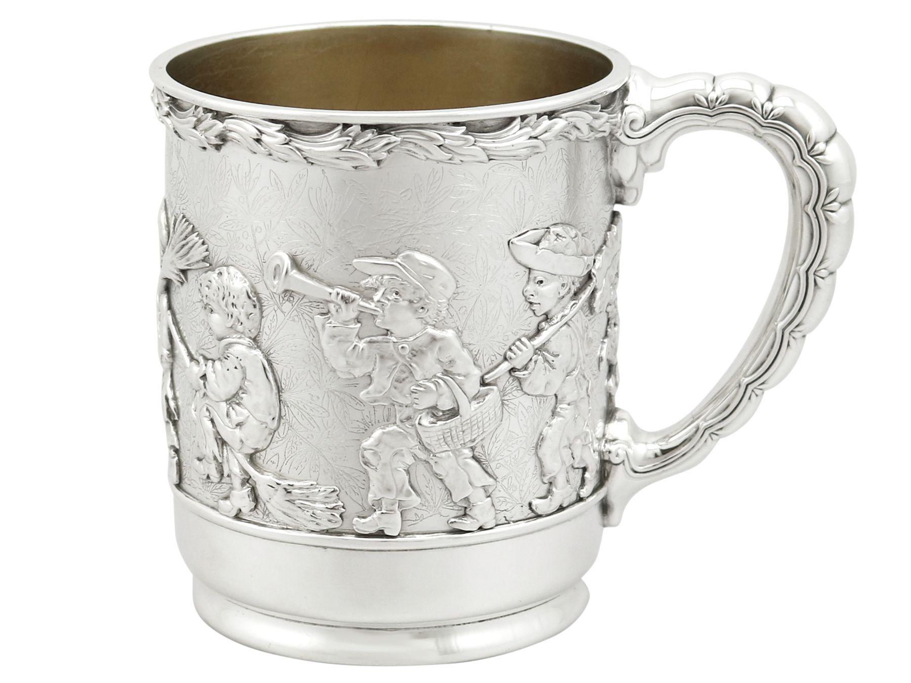 Tiffany & Co. Antique American 1879 Sterling Silver Christening Mug In Excellent Condition In Jesmond, Newcastle Upon Tyne