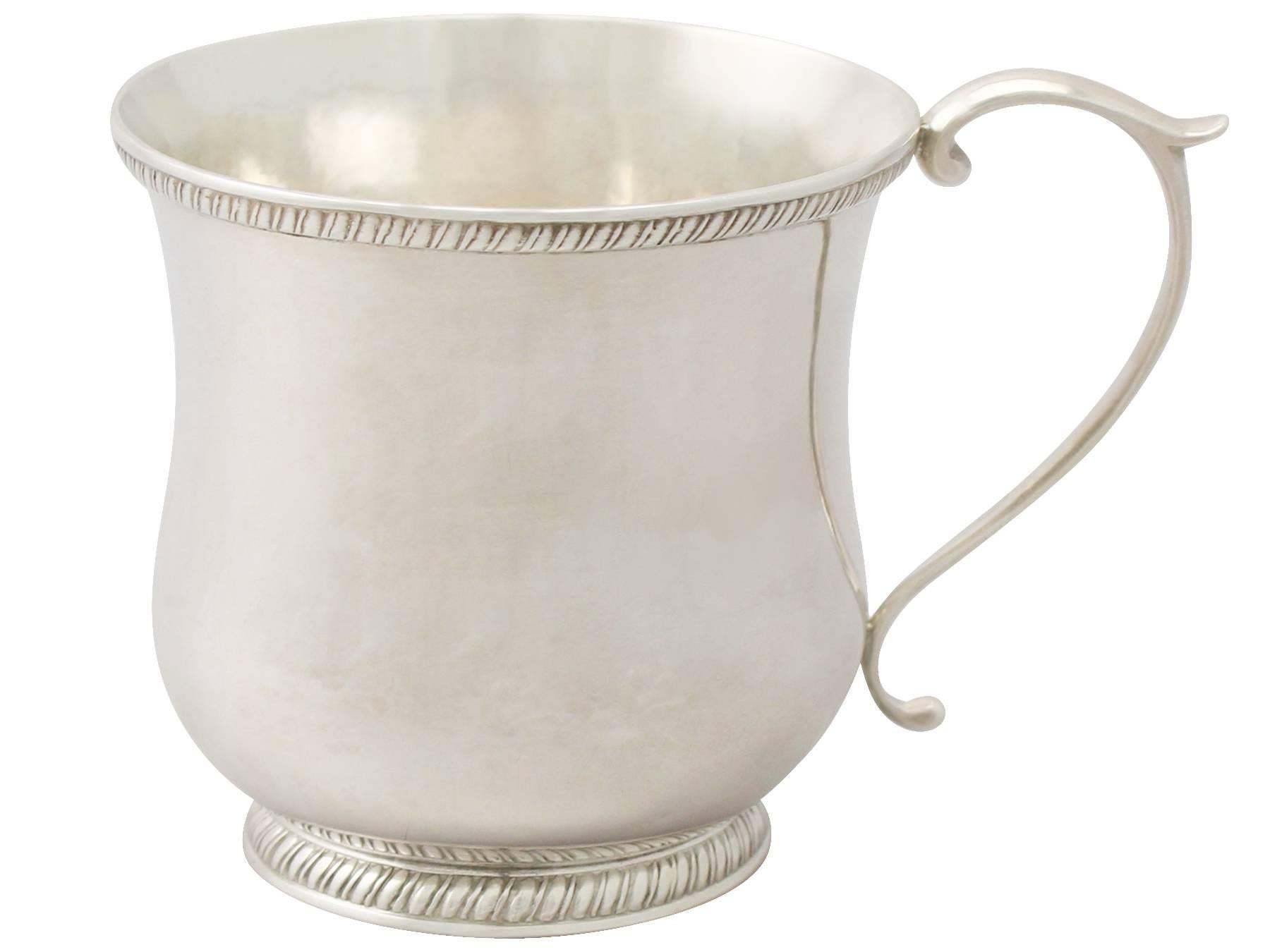 Mid-19th Century Antique American Sterling Silver Christening Mug For Sale