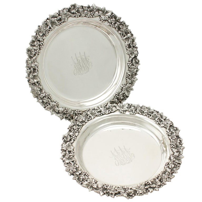 Antique American Sterling Silver Coasters For Sale at 1stdibs