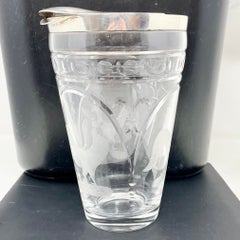 Antique American Sterling Silver & Crystal Rooster & Fleur De Lis Martini Shaker